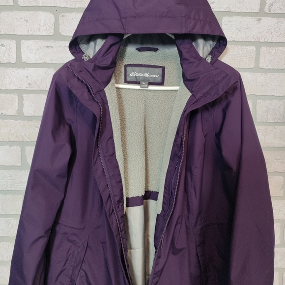Eddie Bauer Womens Weatheredge Purple Hooded Coat Full Zip Size PXL - Picture 7 of 14